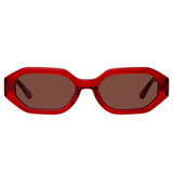 The Attico Irene Angular Sunglasses in Red and Brown