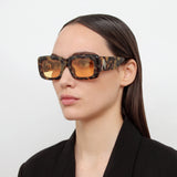 The Attico Marfa Rectangular Sunglasses in Tortoiseshell and Yellow