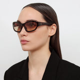 Dries Van Noten Wrap Sunglasses in Dark Tortoiseshell