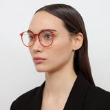 Gray Oval Optical Frame in Amber (Asian Fit)