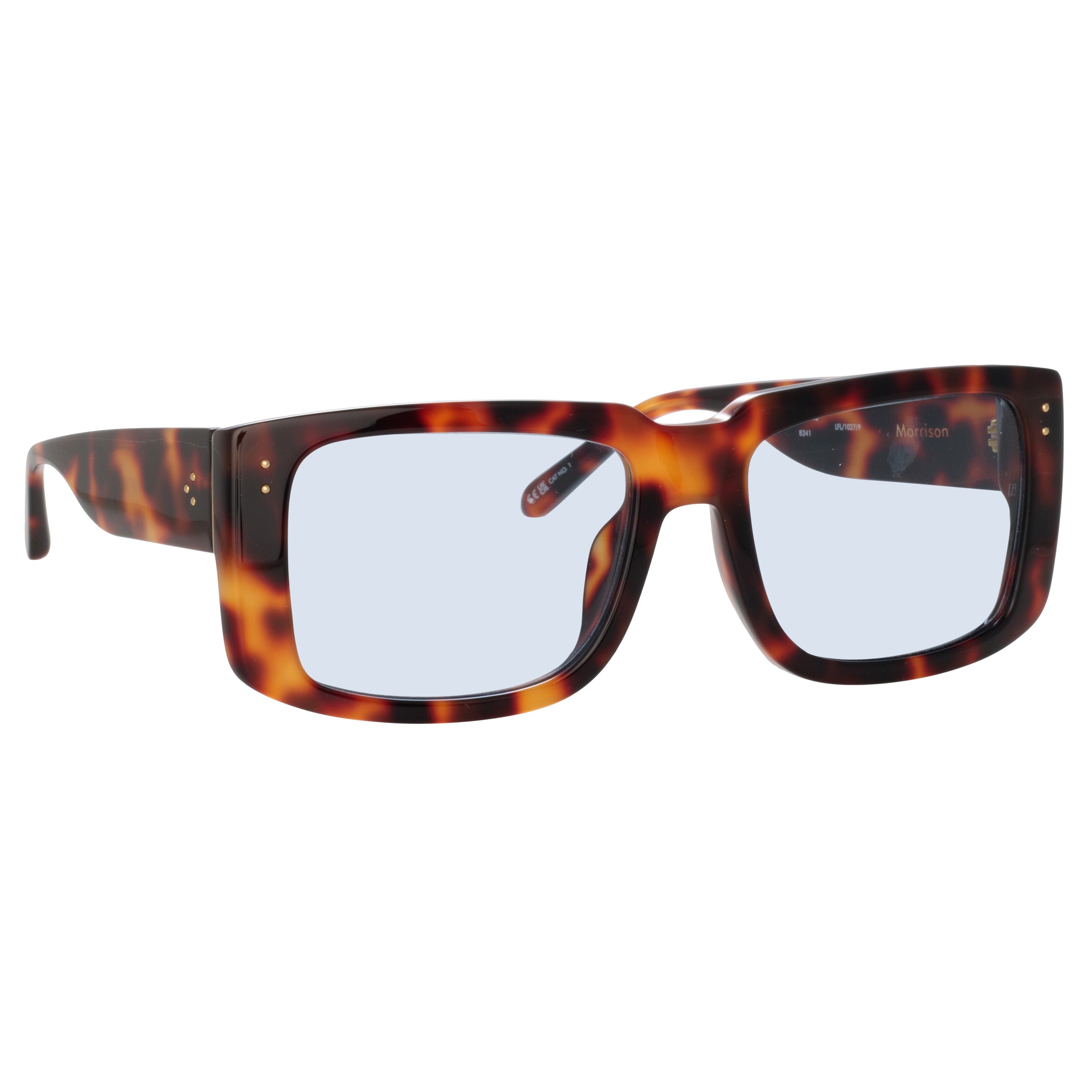 Morrison Rectangular Sunglasses in Tortoiseshell and Blue by LINDA 