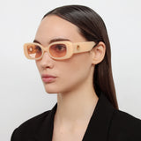 Lola Rectangular Sunglasses in Peach