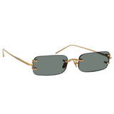 Taylor Rectangular Sunglasses in Yellow Gold and Green