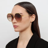 Camila Oversized Sunglasses in Yellow Gold