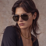 Marcelo Aviator Sunglasses in Black and Yellow Gold