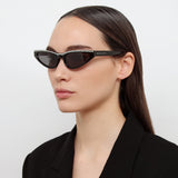 Magda Butrym Slim Cat Eye Sunglasses in Black and Crystals