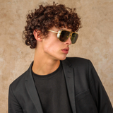 Men's Enzo Aviator Sunglasses in Yellow Gold