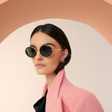 Finn Oval Sunglasses in Yellow Gold