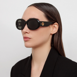 Lina Oval Sunglasses in Black