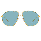 The Attico Mina Oversized Sunglasses in Light Gold and Blue