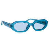 The Attico Irene Angular Sunglasses in Turquoise