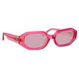 The Attico Irene Angular Sunglasses in Strawberry
