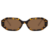 The Attico Irene Angular Sunglasses in Tortoiseshell and Brown