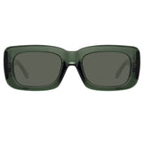 The Attico Marfa Rectangular Sunglasses in Military Green