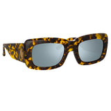 The Attico Marfa Rectangular Sunglasses in Tortoiseshell and Green