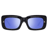 The Attico Marfa Rectangular Sunglasses in Glitter and Blue
