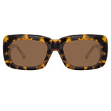 The Attico Marfa Rectangular Sunglasses in Tortoiseshell and Brown