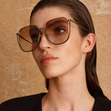 Camry Oversized Sunglasses in Yellow Gold