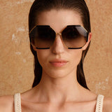 Margot Hexagon Sunglasses in Black