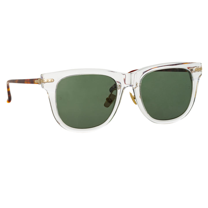 Clear Classic Acetate Rectangle Tinted Sunglasses with Medium Blue Sunwear  Lenses - Reid