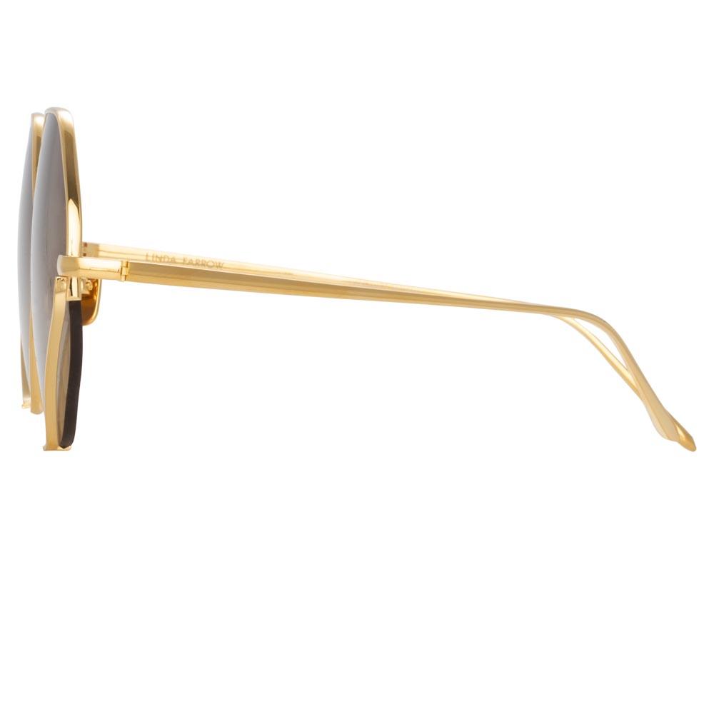 Fawcet Hexagon Sunglasses In Yellow Gold Frame By Linda Farrow Linda Farrow Uk 