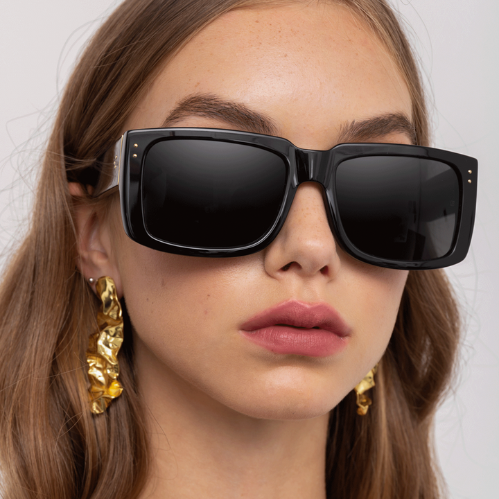 Funky Black Gold Square Sunglasses