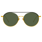 Dustin Round Sunglasses in Black and Yellow Gold