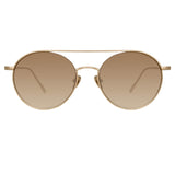 Dustin Round Sunglasses in Light Gold and Mocha