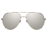 Newman Aviator Sunglasses in White Gold and Silver