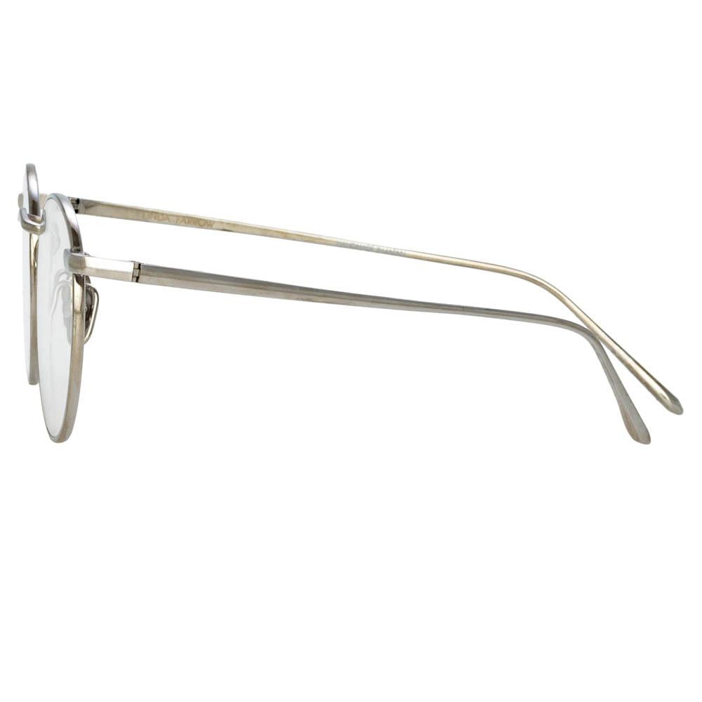 Bronson Oval Glasses in White Gold frame by LINDA FARROW – LINDA FARROW ...