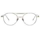 Lou Oval Optical Frame in White Gold and Silver