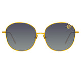 Hannah Oval Sunglasses in Yellow Gold and Grey