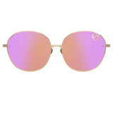 Hannah Cat Eye Sunglasses in Light Gold and Pink