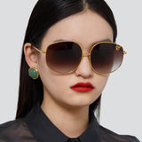 Marisa Oversized Sunglasses in Light Gold and Brown