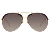 Dee Aviator Sunglasses in Yellow Gold and Grey