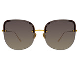 Loni Cat Eye Sunglasses in Yellow Gold and Grey
