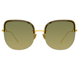 Loni Cat Eye Sunglasses in Yellow Gold and Green