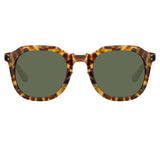 Fletcher Angular Sunglasses in Tobacco Tortoiseshell and Green