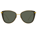 Liza Cat Eye Sunglasses in Black and Yellow Gold