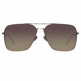 The Asher | Aviator Sunglasses in White Gold Frame (C2)