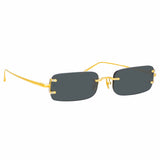 Taylor Rectangular Sunglasses in Yellow Gold and Grey