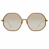 Leif Oversized Sunglasses in Yellow Gold and Brown