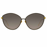 Francis Cat Eye Sunglasses in Yellow Gold and Grey