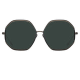 Camila Hexagon Sunglasses in Nickel