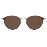 Luis Oval Sunglasses in Light Gold and Brown (Men's)