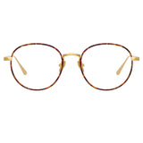 Anton Oval Optical Frame in Yellow Gold and Tortoiseshell