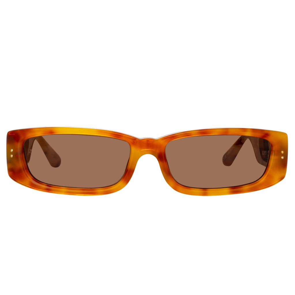 Talita Rectangular Sunglasses in Saffron Tortoiseshell by LINDA FARROW ...