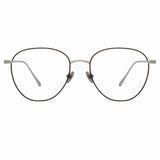 Raif Square Optical Frame in White Gold and Brown