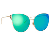 Flyer Cat Eye Sunglasses in Light Gold and Blue