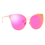 Flyer Cat Eye Sunglasses in Light Gold and Pink